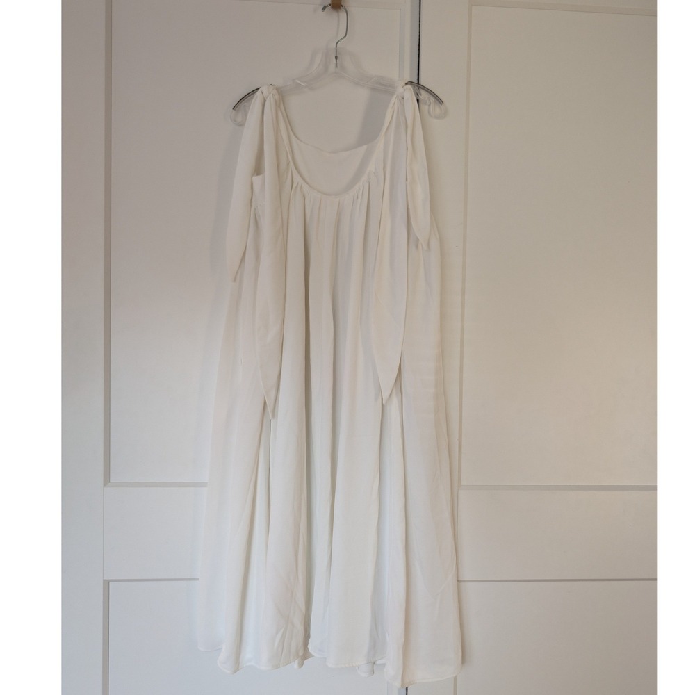 Nap Loungewear Bunny Strap Dress White Cotton Babydoll Midi Dress Womens Small - Picture 2 of 6